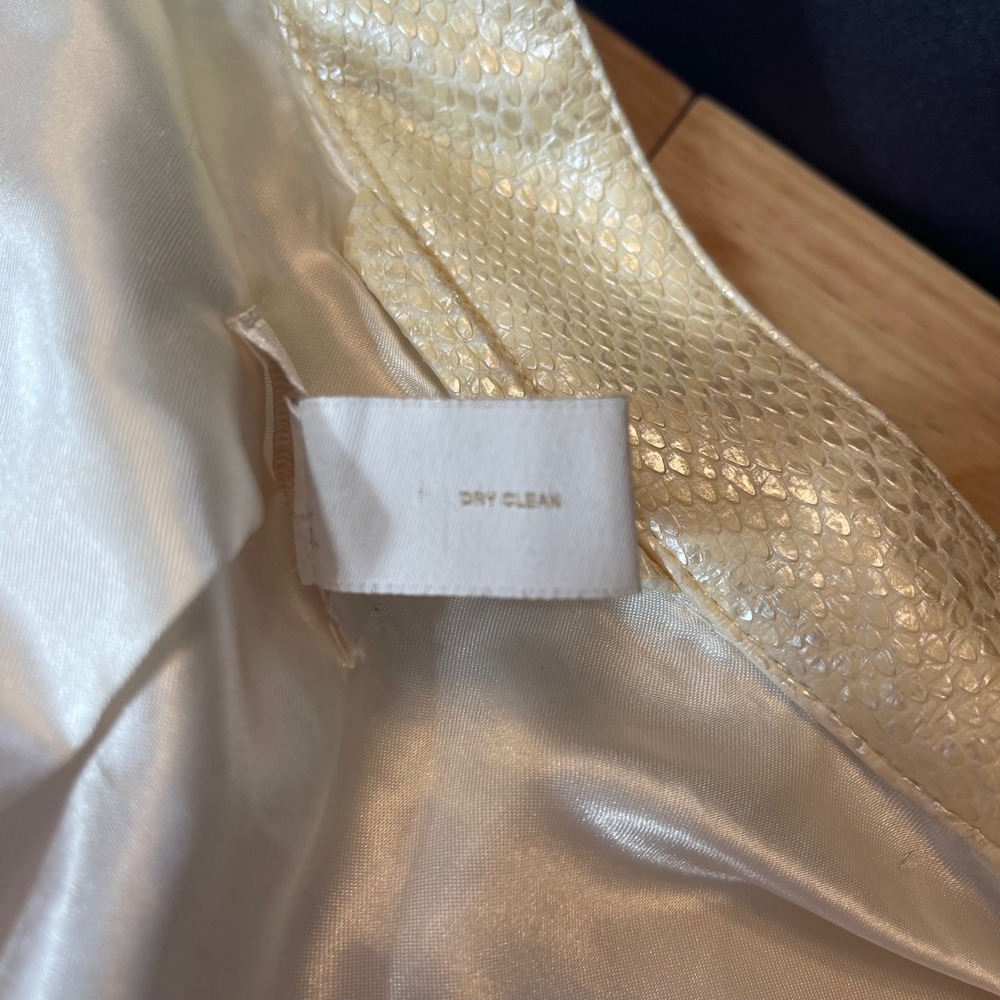 Chico's Cream Snakeskin Faux Leather Metallic Jacket Mock Neck Size 3 XL - Picture 5 of 10